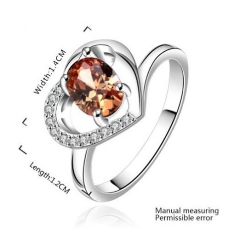 STYLISH HEART SHAPE RHINESTONE HOLLOW OUT RING FOR WOMEN (COLORFUL)