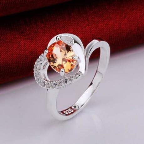 STYLISH HEART SHAPE RHINESTONE HOLLOW OUT RING FOR WOMEN (COLORFUL)