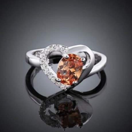 STYLISH HEART SHAPE RHINESTONE HOLLOW OUT RING FOR WOMEN (COLORFUL)