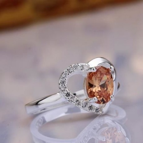 STYLISH HEART SHAPE RHINESTONE HOLLOW OUT RING FOR WOMEN (COLORFUL)