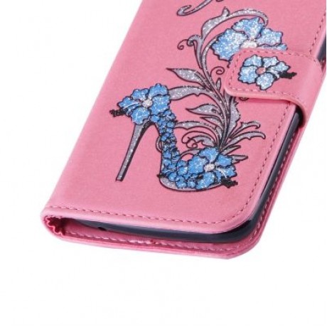Wkae Printed Rattan Shoes Leather Case Cover with Hold Lanyard and Card Slots for Motorola