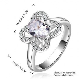 FRESH STYLE FLORAL RHINESTONE EMBELLISHED RING FOR WOMEN (WHITE)