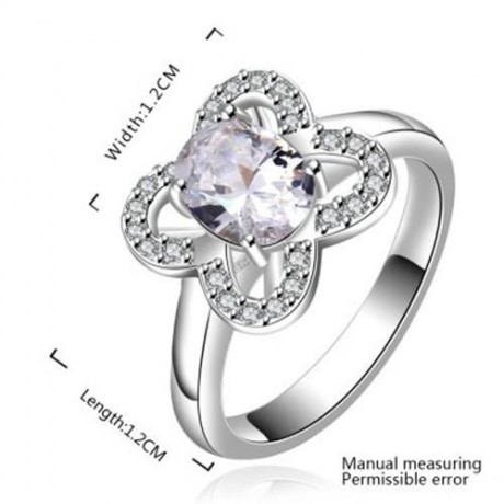 FRESH STYLE FLORAL RHINESTONE EMBELLISHED RING FOR WOMEN (WHITE)