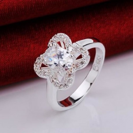 FRESH STYLE FLORAL RHINESTONE EMBELLISHED RING FOR WOMEN (WHITE)