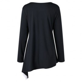 PLUS SIZE TWO TONE ASYMMETRIC T-SHIRT (WHITE AND BLACK)