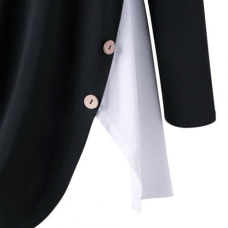 PLUS SIZE TWO TONE ASYMMETRIC T-SHIRT (WHITE AND BLACK)
