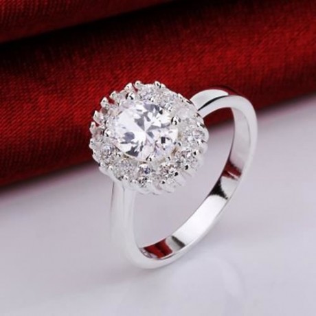 FASHIONABLE ROUND EMBELLISHED RHINESTONE WOMEN'S RING (WHITE)