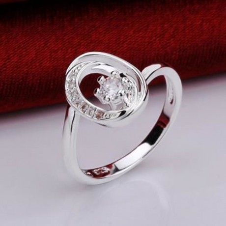 STYLISH LETTER RHINESTONE GLITTER HOLLOW OUT RING FOR WOMEN (WHITE)