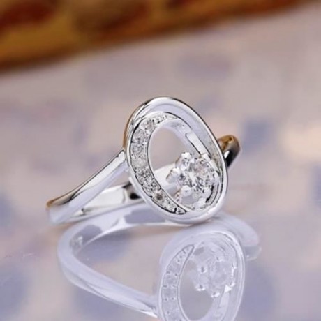 STYLISH LETTER RHINESTONE GLITTER HOLLOW OUT RING FOR WOMEN (WHITE)