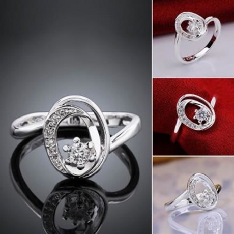 STYLISH LETTER RHINESTONE GLITTER HOLLOW OUT RING FOR WOMEN (WHITE)