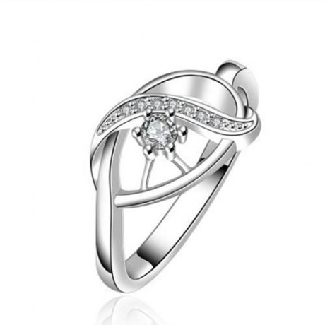 CLASSIC SPLICED HOLLOW OUT EMBELLISHED RING FOR WOMEN (WHITE)