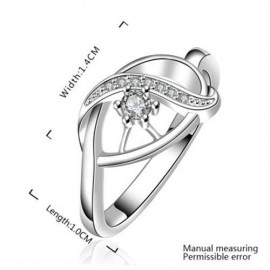 CLASSIC SPLICED HOLLOW OUT EMBELLISHED RING FOR WOMEN (WHITE)