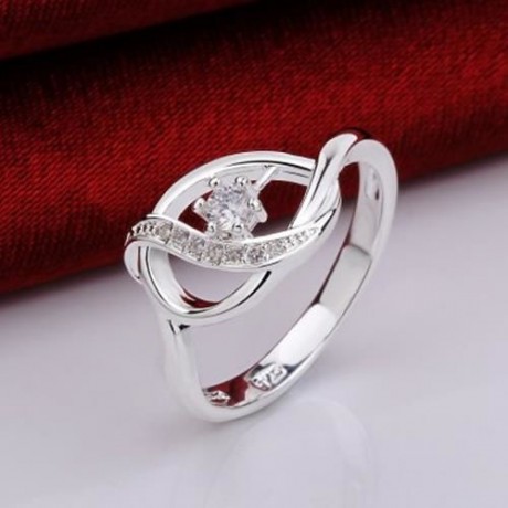 CLASSIC SPLICED HOLLOW OUT EMBELLISHED RING FOR WOMEN (WHITE)