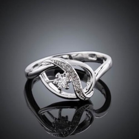 CLASSIC SPLICED HOLLOW OUT EMBELLISHED RING FOR WOMEN (WHITE)