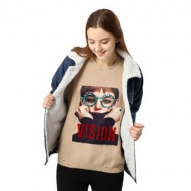 FEMALE WINTER THICKEN TURN-OVER COLLAR FLEECES DENIM COAT (DEEP BLUE)