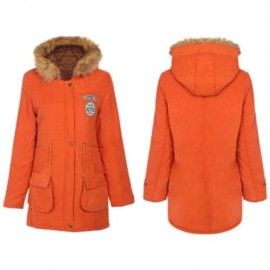 FUR HOODED LONG SLEEVE JACKET WOMEN PARKA POCKETS COAT (JACINTH)