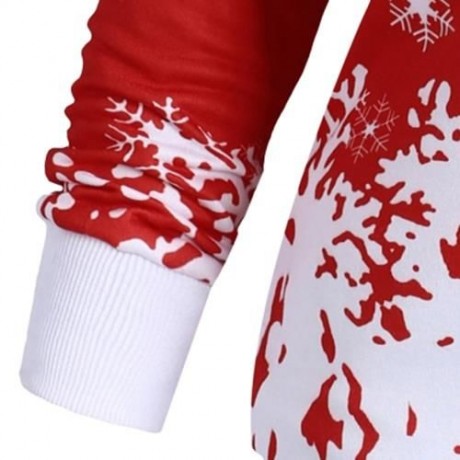 PLUS SIZE ONE SHOULDER CHRISTMAS SNOWFLAKE SWEATSHIRT (RED)