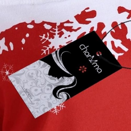 PLUS SIZE ONE SHOULDER CHRISTMAS SNOWFLAKE SWEATSHIRT (RED)