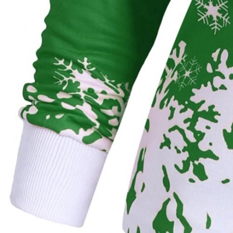 PLUS SIZE ONE SHOULDER CHRISTMAS SNOWFLAKE SWEATSHIRT (GREEN)