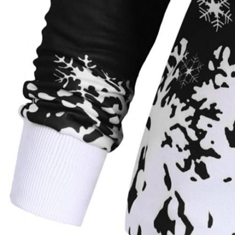 PLUS SIZE ONE SHOULDER CHRISTMAS SNOWFLAKE SWEATSHIRT (BLACK)