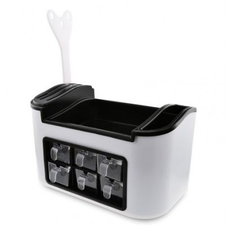 Multifunctional Kitchen Cruet Storage Rack Knife Holder (WHITE)