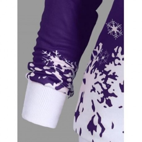 PLUS SIZE ONE SHOULDER CHRISTMAS SNOWFLAKE SWEATSHIRT (PURPLE)