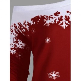 PLUS SIZE ONE SHOULDER CHRISTMAS SNOWFLAKE SWEATSHIRT (WINE RED)