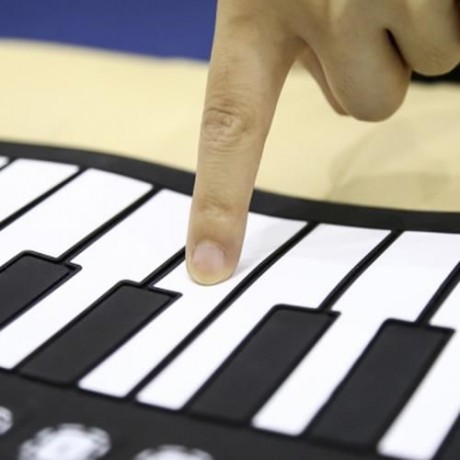 49 KEYS PORTABLE ELECTRIC SILICONE ROLL-UP KEYBOARD PIANO (BLACK AND GREY)
