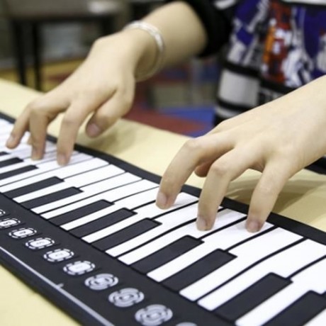 49 KEYS PORTABLE ELECTRIC SILICONE ROLL-UP KEYBOARD PIANO (BLACK AND GREY)