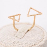 TRENDY LAYERED OPENWORK TRIANGLE RING FOR WOMEN (GOLDEN)