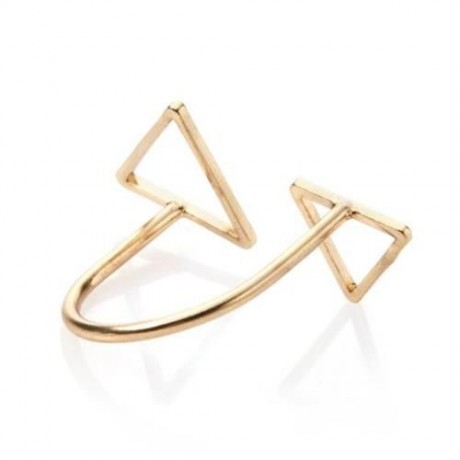 TRENDY LAYERED OPENWORK TRIANGLE RING FOR WOMEN (GOLDEN)