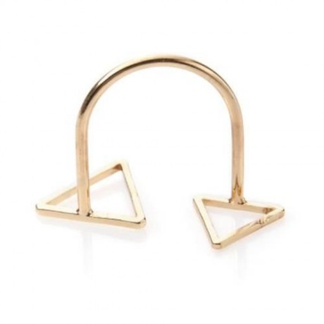 TRENDY LAYERED OPENWORK TRIANGLE RING FOR WOMEN (GOLDEN)