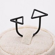 TRENDY LAYERED OPENWORK TRIANGLE RING FOR WOMEN (BLACK)