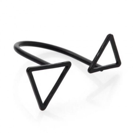 TRENDY LAYERED OPENWORK TRIANGLE RING FOR WOMEN (BLACK)