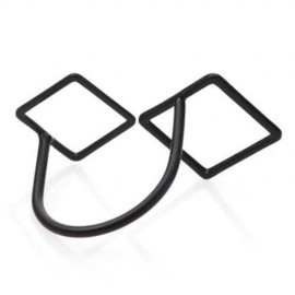 STYLISH LAYERED OPENWORK SQUARE DESIGN RING FOR WOMEN (BLACK)