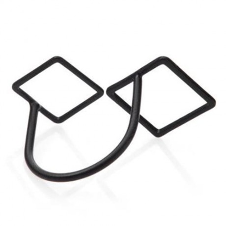 STYLISH LAYERED OPENWORK SQUARE DESIGN RING FOR WOMEN (BLACK)