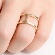 STYLISH OPENWORK LAYERED ROUND RING FOR WOMEN (GOLDEN)