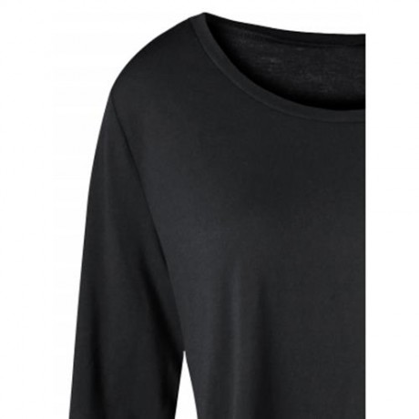 PLUS SIZE TWO TONE COLOR ASYMMETRIC LONG TOP (BLACK)