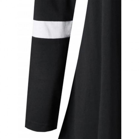 PLUS SIZE TWO TONE COLOR ASYMMETRIC LONG TOP (BLACK)