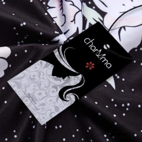 TRENDY MID WAIST FLORAL PRINT SPLICED SKINNY WOMEN YOGA PANTS (BLACK)