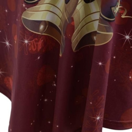 MERRY CHRISTMAS BELL PRINT ASYMMETRICAL PLUS SIZE T-SHIRT (WINE RED)