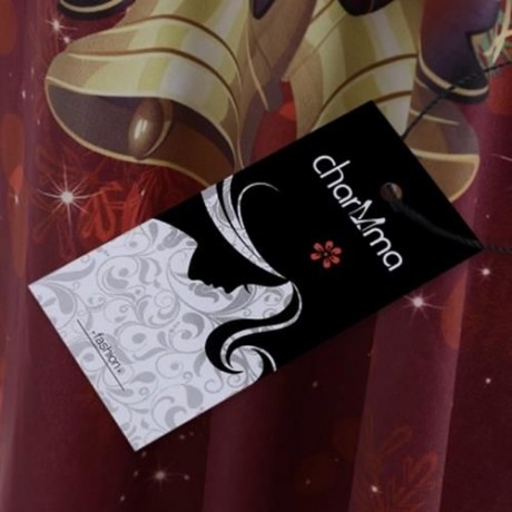 MERRY CHRISTMAS BELL PRINT ASYMMETRICAL PLUS SIZE T-SHIRT (WINE RED)
