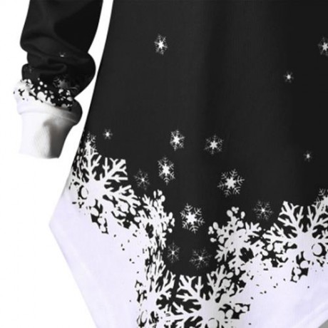 PLUS SIZE CHRISTMAS OFF THE SHOULDER ASYMMETRIC SWEATSHIRT (BLACK)