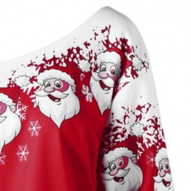 CHRISTMAS PLUS SIZE SANTA CLAUS SKEW COLLAR SWEATSHIRT (RED WITH WHITE)