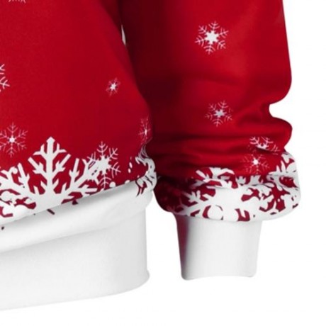 CHRISTMAS PLUS SIZE SANTA CLAUS SKEW COLLAR SWEATSHIRT (RED WITH WHITE)