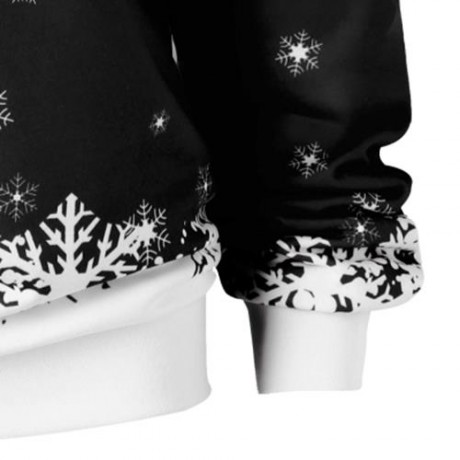 CHRISTMAS PLUS SIZE SANTA CLAUS SKEW COLLAR SWEATSHIRT (BLACK)