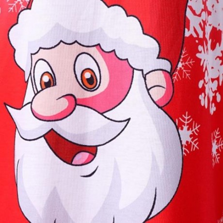 CHRISTMAS PLUS SIZE LACE TRIM SANTA CLAUS T-SHIRT (RED)