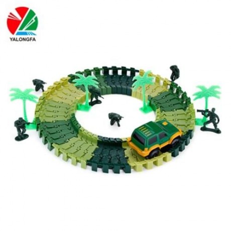 YALONGFA NO.358 48PCS DIY RACING TRACK ASSEMBLY (ARMY GREEN)