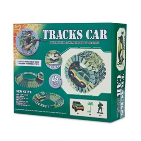 YALONGFA NO.358 48PCS DIY RACING TRACK ASSEMBLY (ARMY GREEN)
