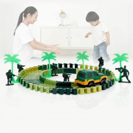 YALONGFA NO.358 48PCS DIY RACING TRACK ASSEMBLY (ARMY GREEN)